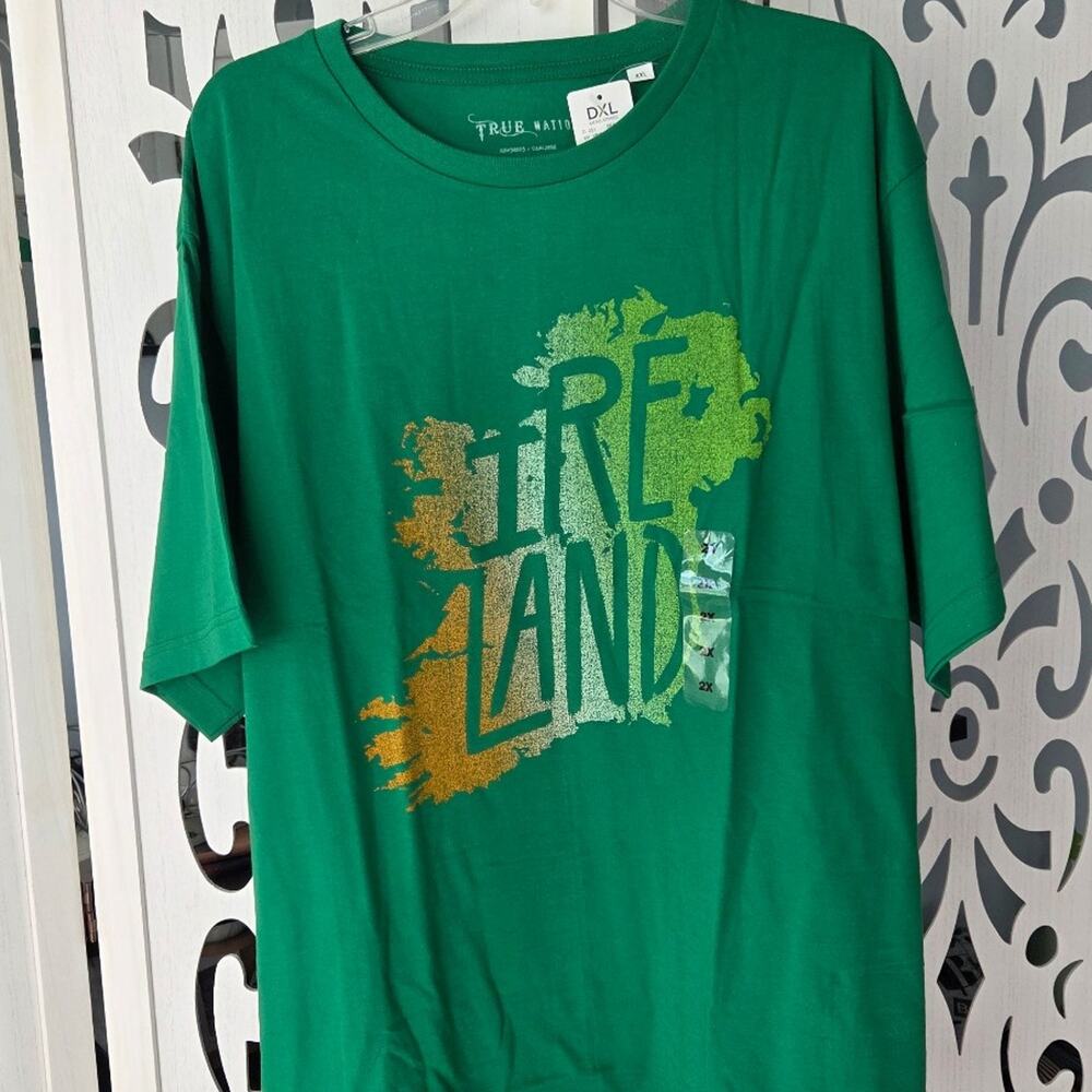 ​True Nation Ireland Map Graphic T-Shirt Kelly Green DXL Mens Size 2XL NWT Big T